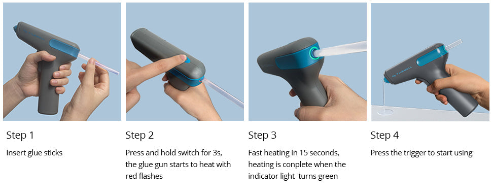 Tilswall Cordless Hot Glue Gun, Auto Gluing Out Dripless Glue Gun, 15s Fast  Preheating Hot Glue Gun Kit with Base & 10 Pcs 7mm Glue Sticks, LED Light