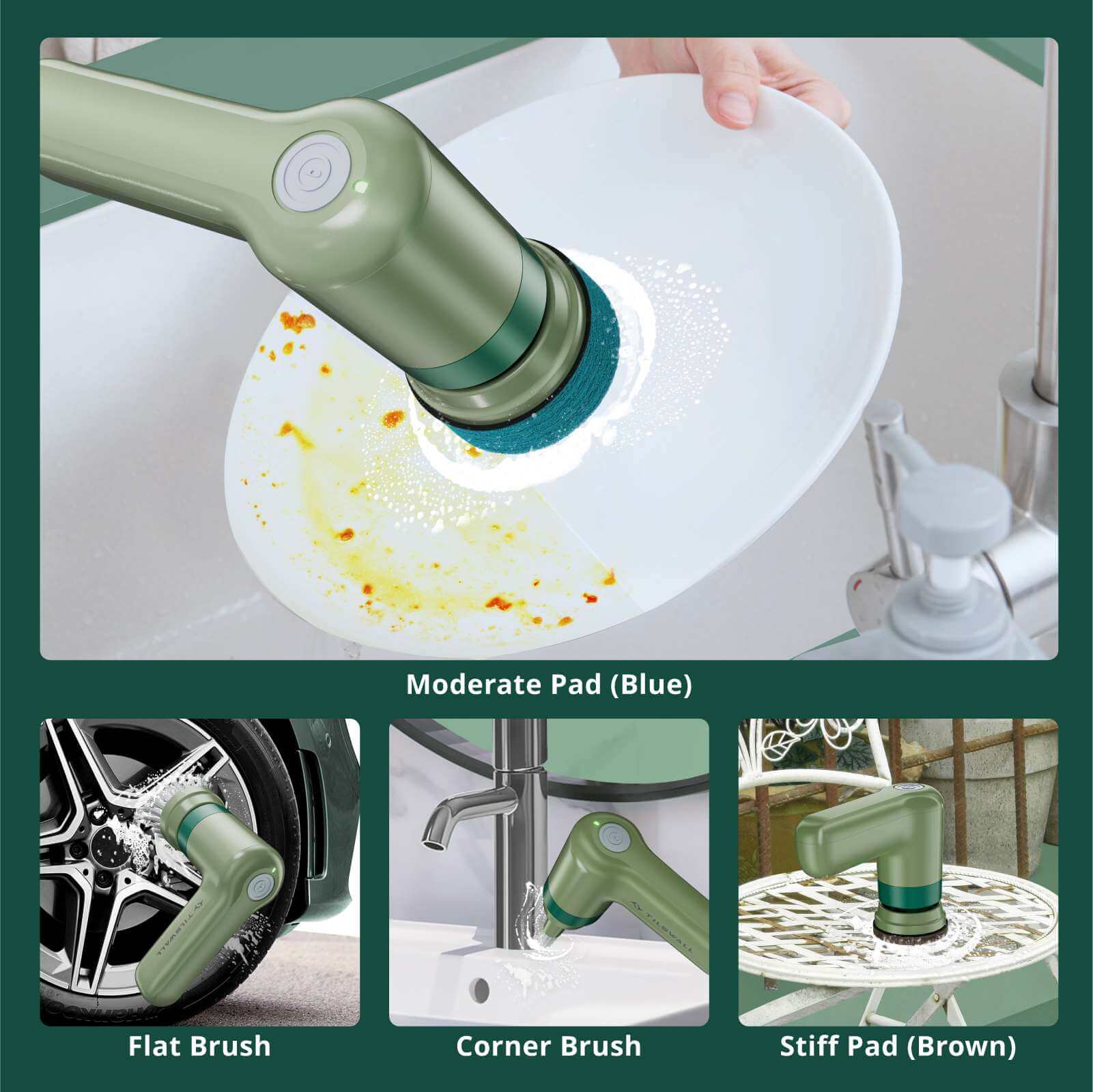 Tilswall tilswall electric spin scrubber, cordless grout shower