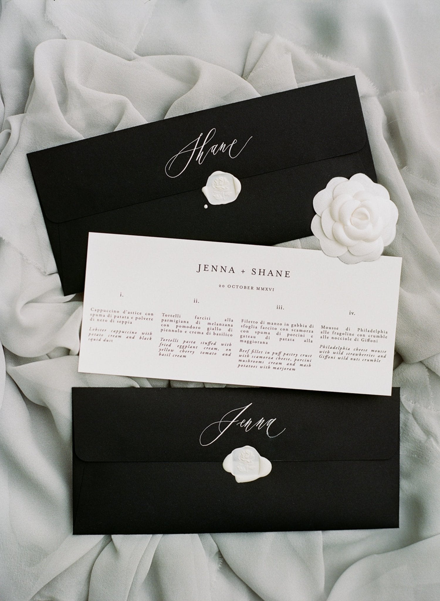 elegant black and white wedding