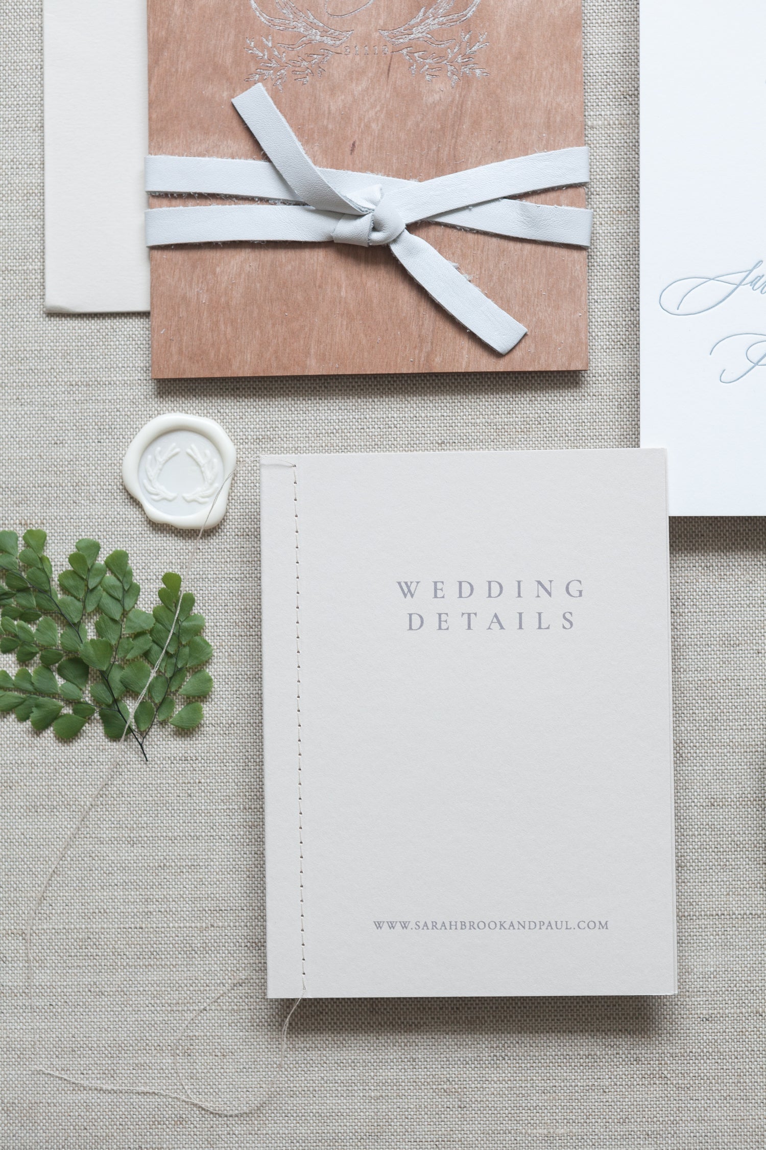 clean forest inspired wedding invitations