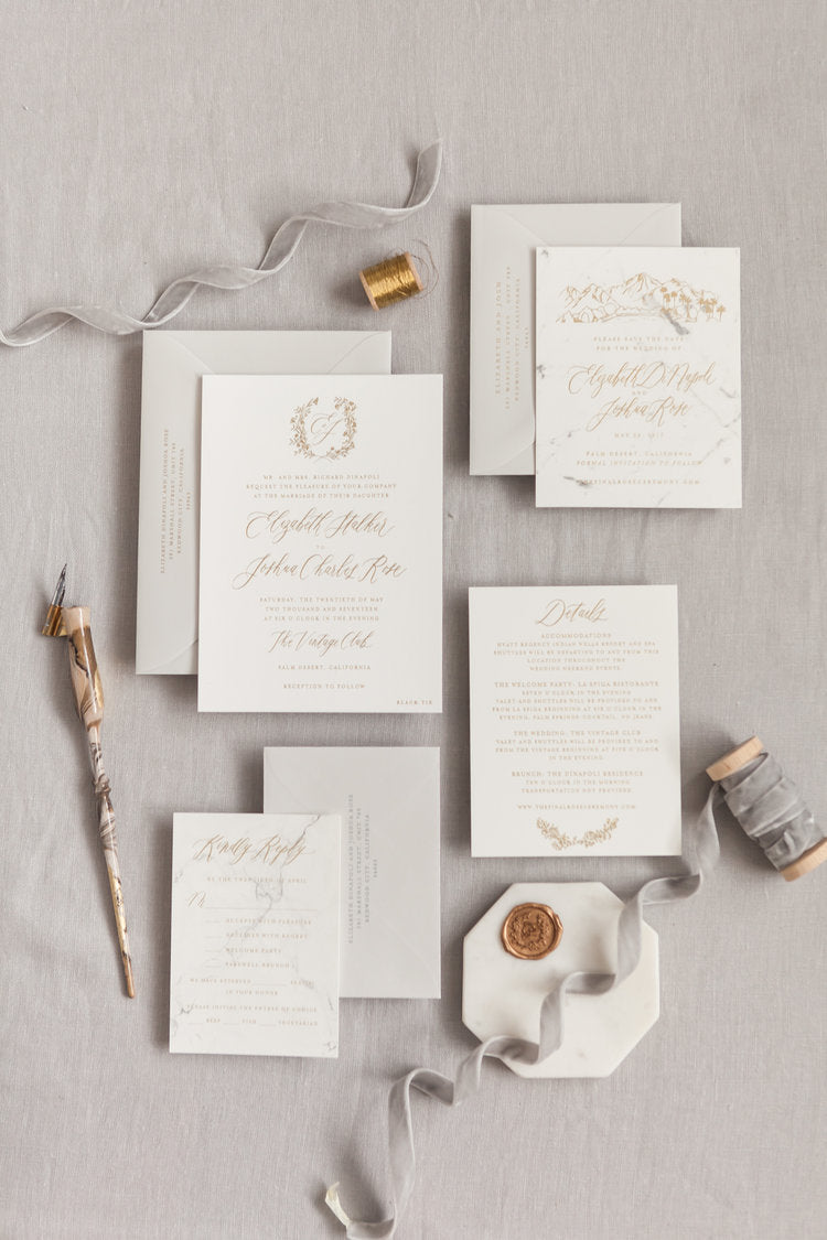 Gold Foil and Marble Wedding Invitations