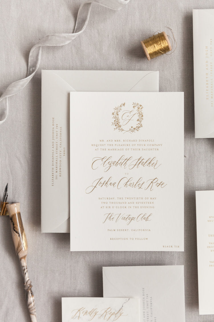 Gold Foil and Marble Wedding Invitations