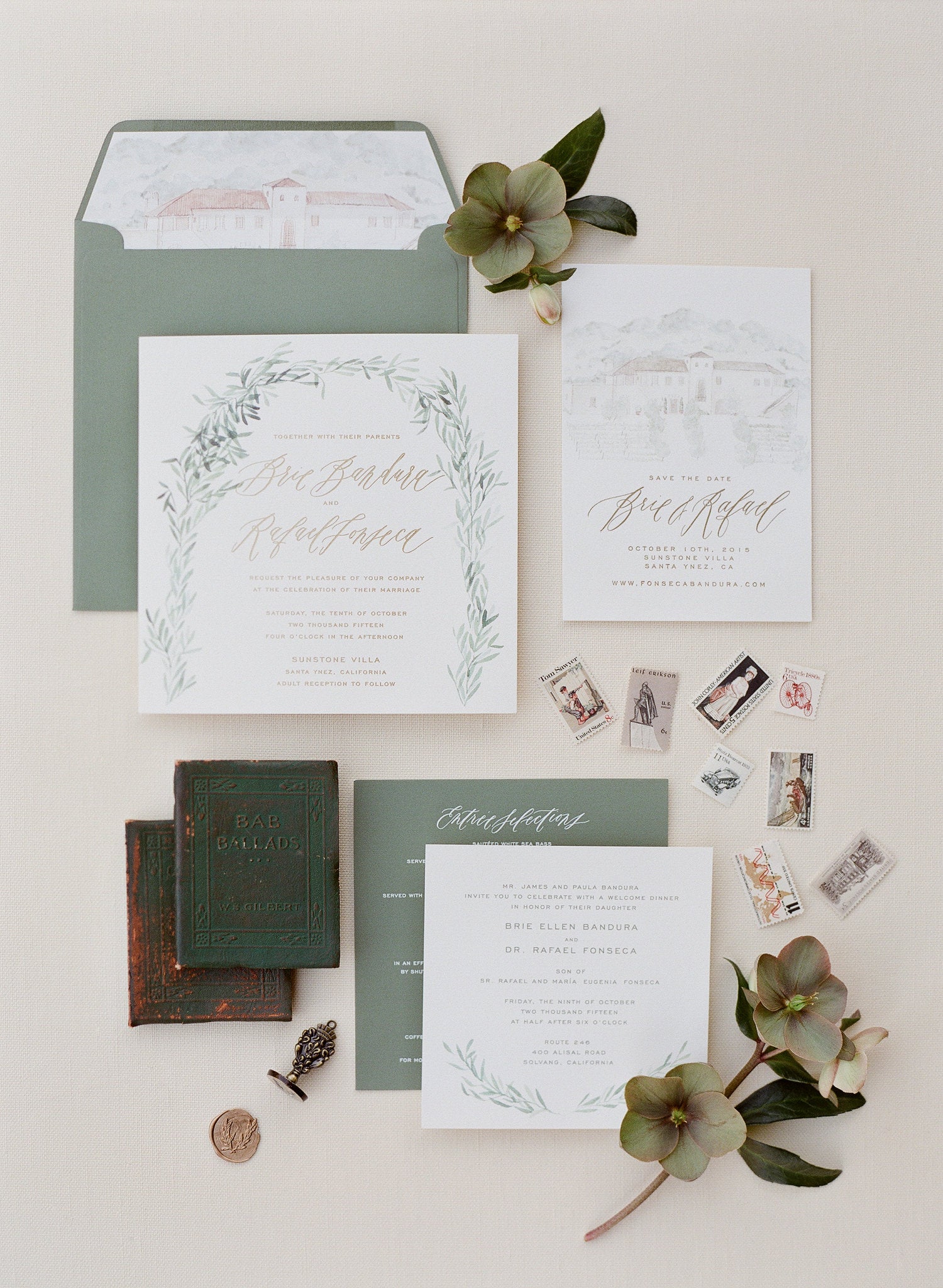 olive branch wedding invitation suite