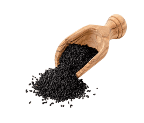 A picture of Black Seed, a primary ingredient of C60 Black Seed Oil Antioxidant.