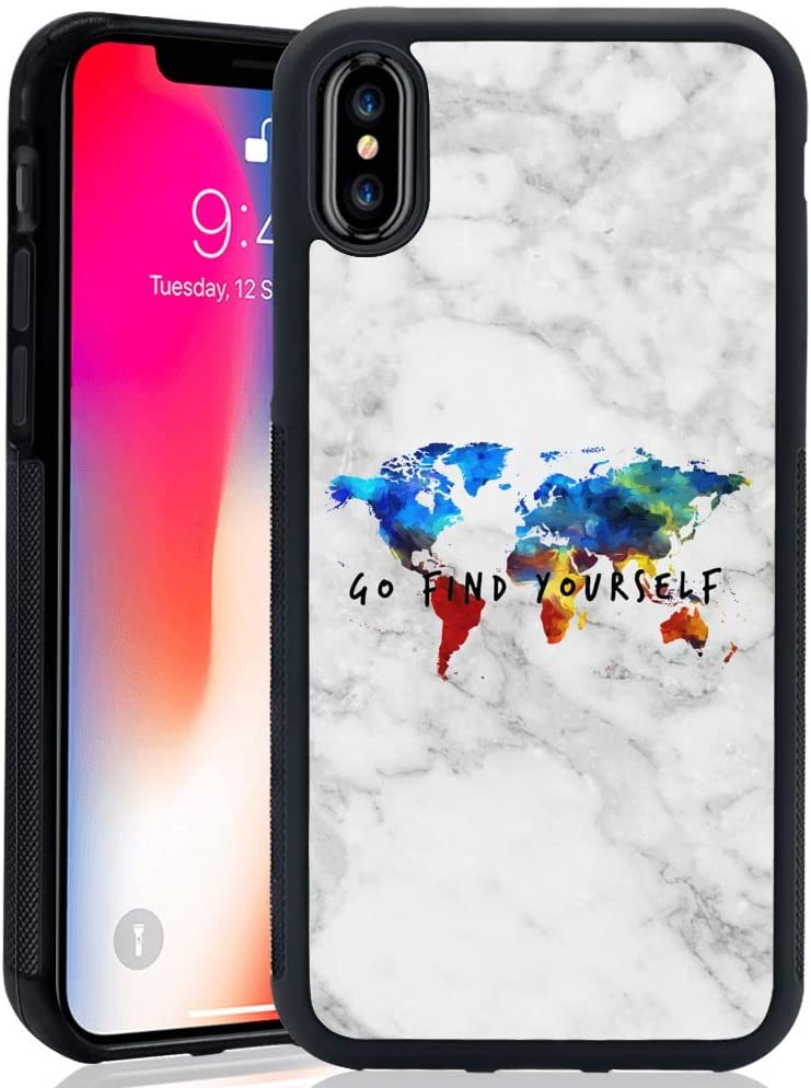 Coque pour iPhone XR - Carte du Monde - Carte du Monde - Marbre Blanc -  Carte marbre - Paix - Agate de marbre - Verre