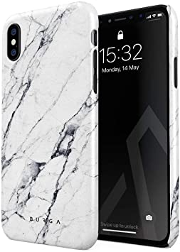 BURGA Coque pour iPhone XR - Le Blanc Marbre Motif Satin White Marble  Housse Étui Protecteur Design Ultra-Mince Plastique Robuste Durable Case  Cover