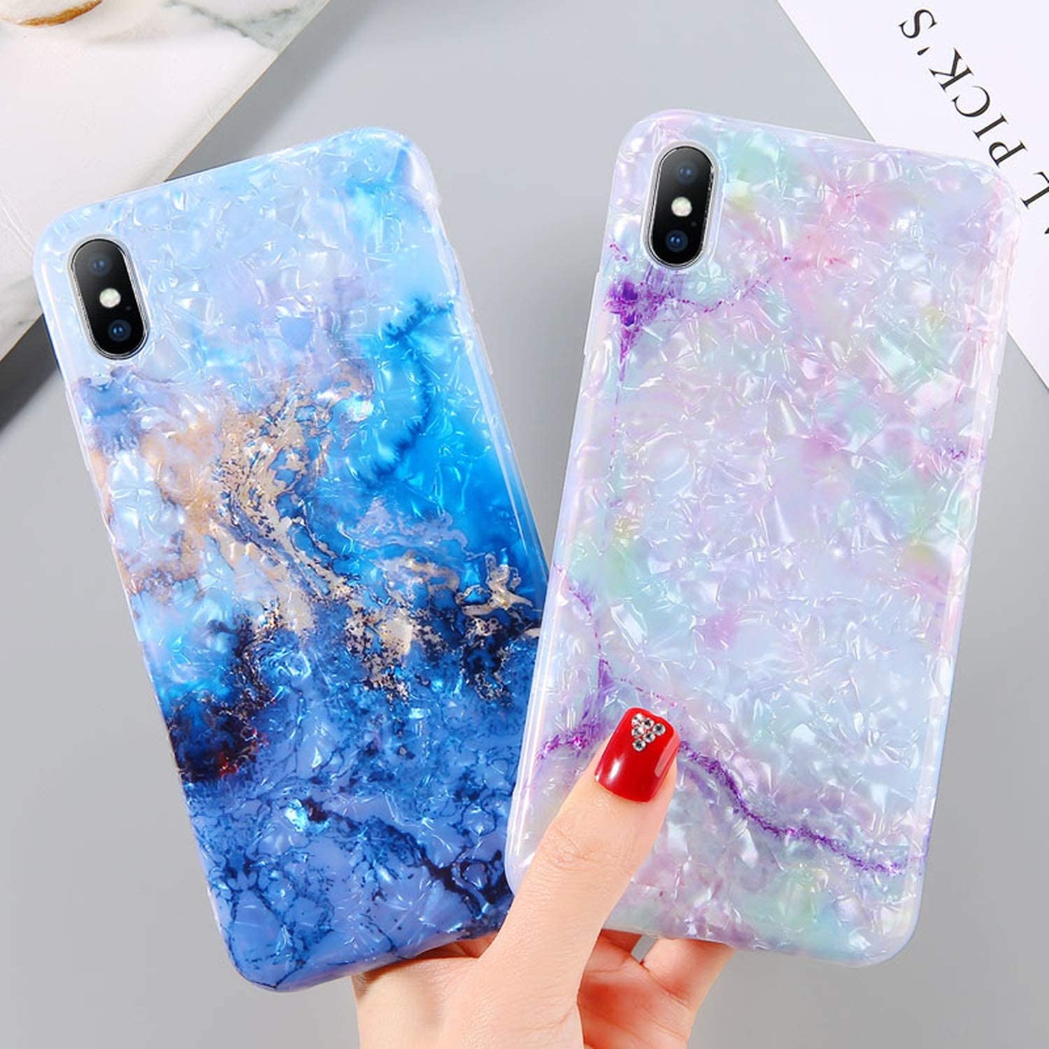 Ksky Qiang Paillettes Marbre Coque pour iPhone XR XS Max X Silicone Dream  Shell Housse pour iPhone 7 8 6 6S Plus Soft TPU Coques for iPhone XS  AC5918