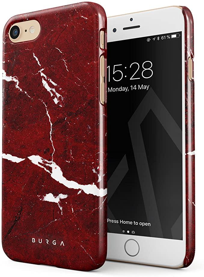 BURGA Coque pour iPhone XR - Rouge De Rubis Marbre Iconic Ruby Red Marble  Housse Étui Résistante Aux Chocs Double Couche + De Protection Silicone  Case Cover