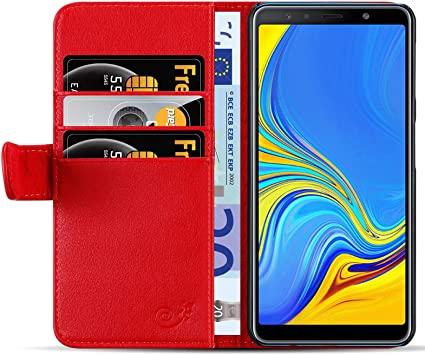 Etui coque Samsung Galaxy A7 2018 rouge Housse pochette