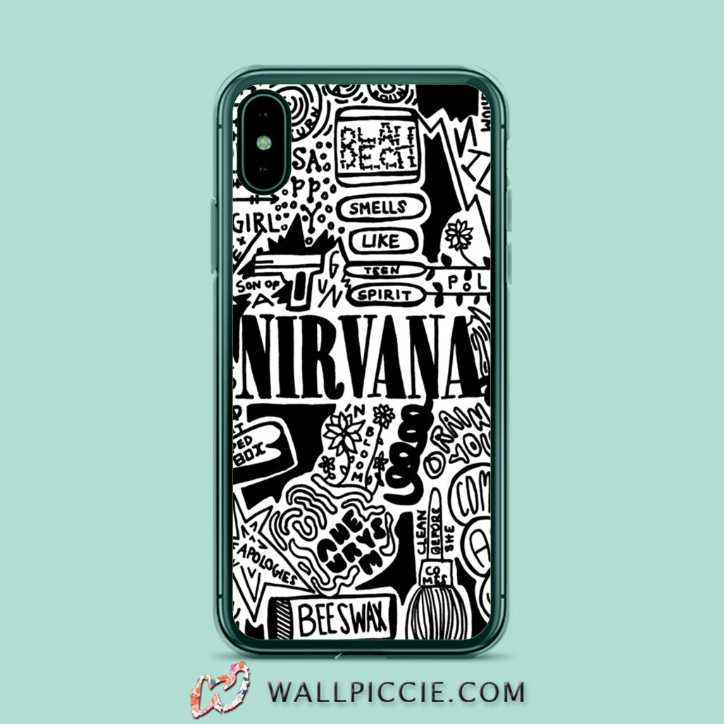 coque custodia cover case fundas hoesjes iphone 11 pro max 5 6 6s 7 8 plus x xs xr se2020 pas cher X10430 Nirvana Hippie Music Collage