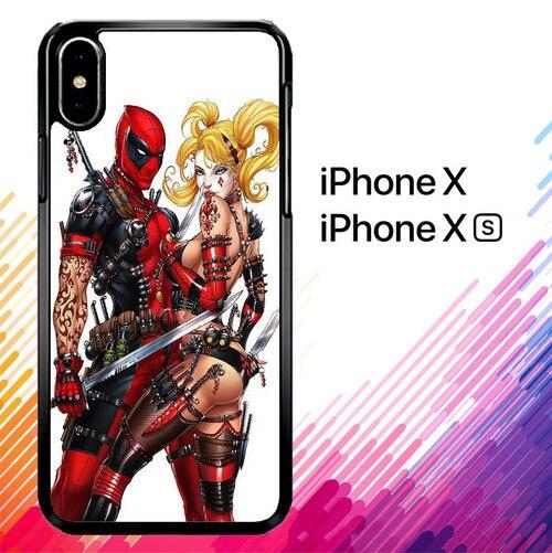 Harley Quinn and Deadpool  Z0230 coque iPhone X, XS