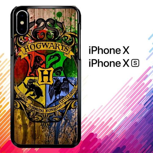 Harry Potter Hogwarts Logo wood Z0295 coque iPhone X, XS