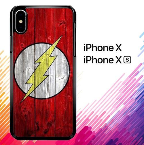 Flash SUperhero Logo on Wood Z1692 coque iPhone X, XS