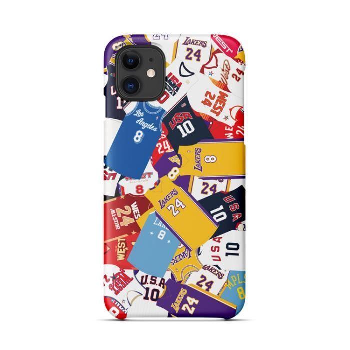 Coque iPhone 11 PRO MAXMaillot NBA Kobe Bryant Lakers 8 Blanc Coque Compatible iPhone 11 PRO MAX
