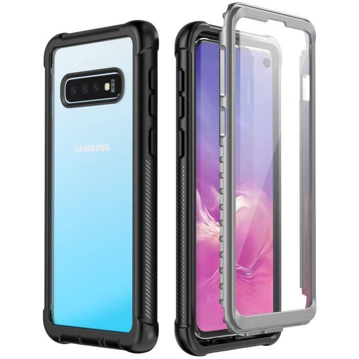 Coque Samsung Galaxy S10 Plus Coque de Protection Intégrale Clair Antichoc avec Cadre de Renfort Intégré pour Samsung S10 Plus