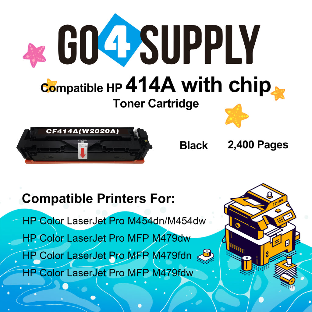 Compatible HP Black W2020A CF414A (WITH CHIP) Toner Cartridge Used for Color LaserJet Pro M454dn/M454dw; MFP M479dw/M479fdn/M479fdw/M454nw; Enterprise M455dn/ MFP M480f/ MFP M480f; Color LaserJet Managed E45028