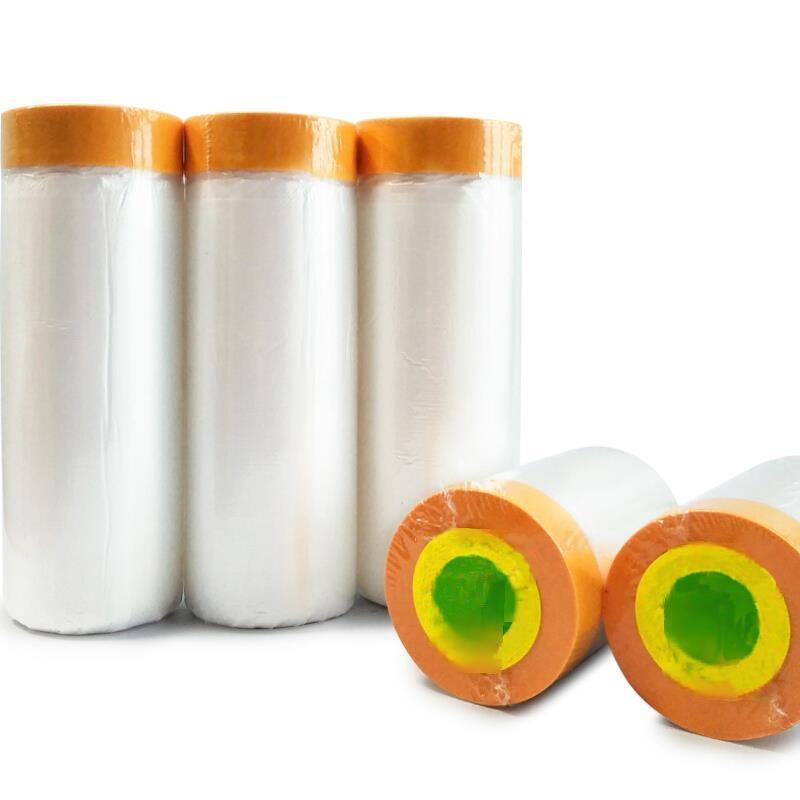 Two Rolls Of Masking Film And Paper Tape (18mm * 550mm * 20m / Roll) Decoration And Protection Construction Paint Protection Film Furniture Decoration