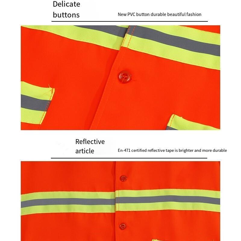 Reflective Vest Sanitary Waistcoat Reflective Safety Vest Work Clothing for Cleaning Workers Highway Construction- Orange with Hat