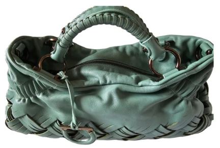 Green leather bag from op shop