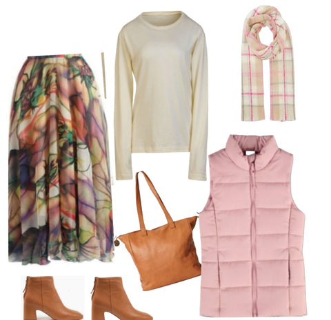 autumn skirts, ankle boots and vests