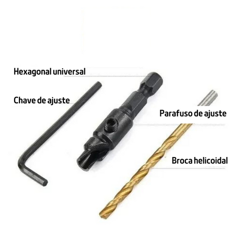 Brocas Escareadoras Em Titânio | Conjunto Com 5 Peças