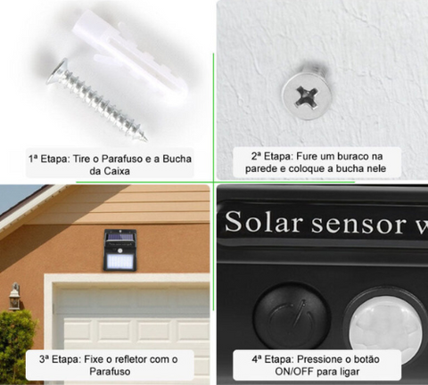 Luminária De Led Solar À Prova D'água Com Sensor De Movimento