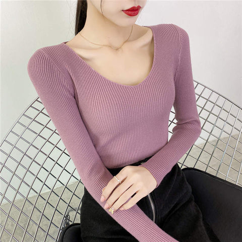 Suéter Feminino de Inverno com Decote em V - GlamSweater