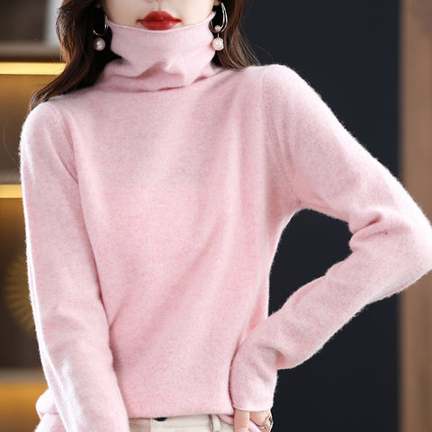 Suéter Feminino de Lã Gola Alta  Soft Elegance