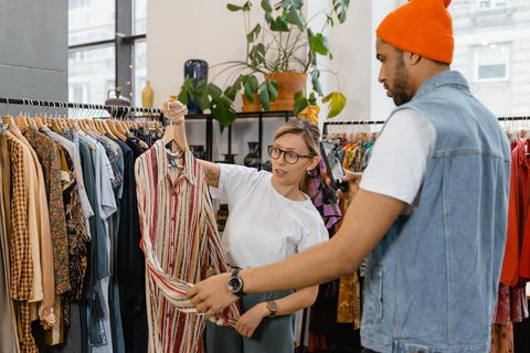 A Woman and Man at a Retail Store