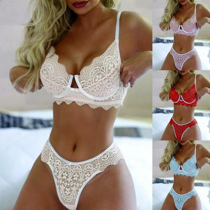 Quality Large Size Bra Set Push Up Seamless Embroidery Lace Sexy Lingerie
