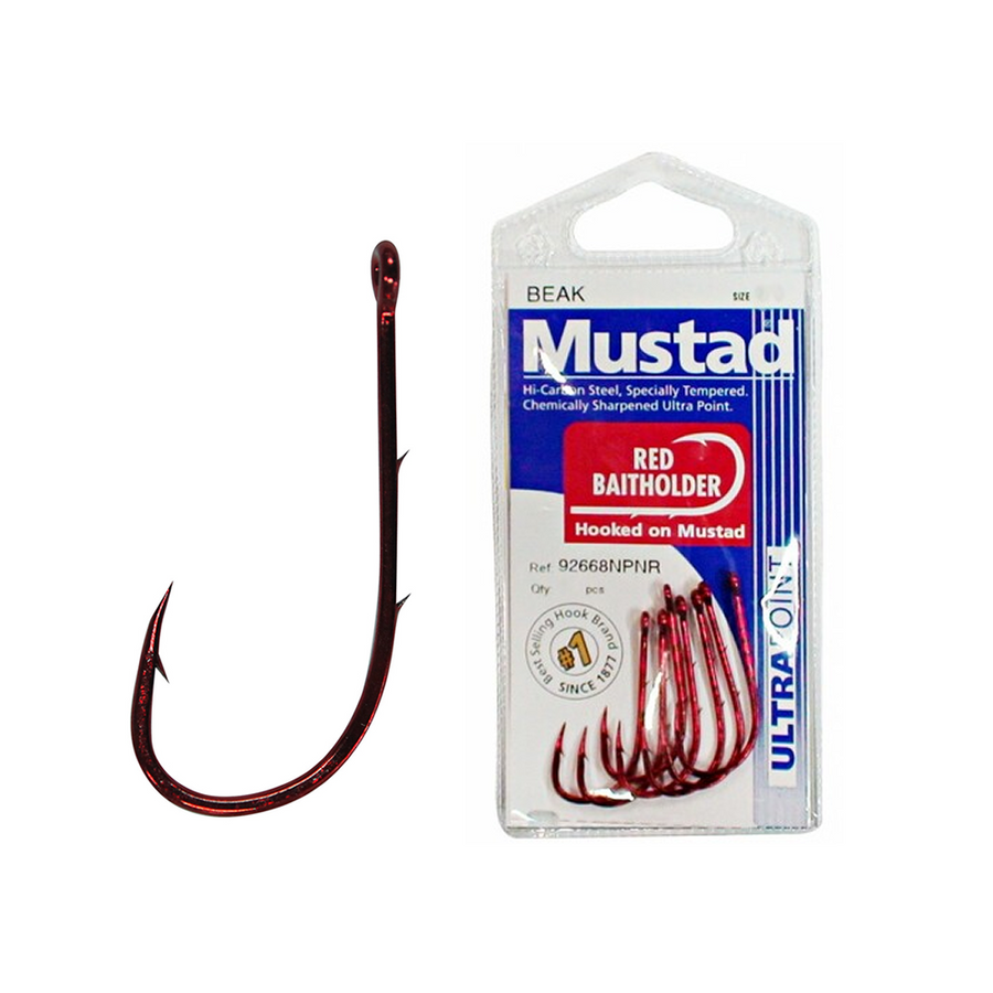 Mustad Red Baitholder Pre-Packed Fishing Hooks - Outback