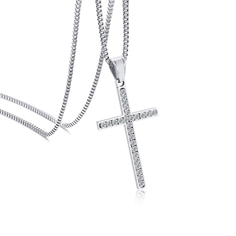 Verniel Landschap Amazon Jungle Zilveren Christelijke Jesus Kruis Ketting Van Diamant – BluDiamonds