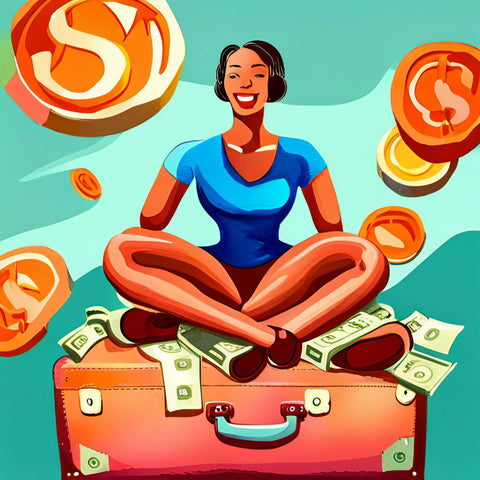 a woman sitting on enough money to start paying off multiple debts