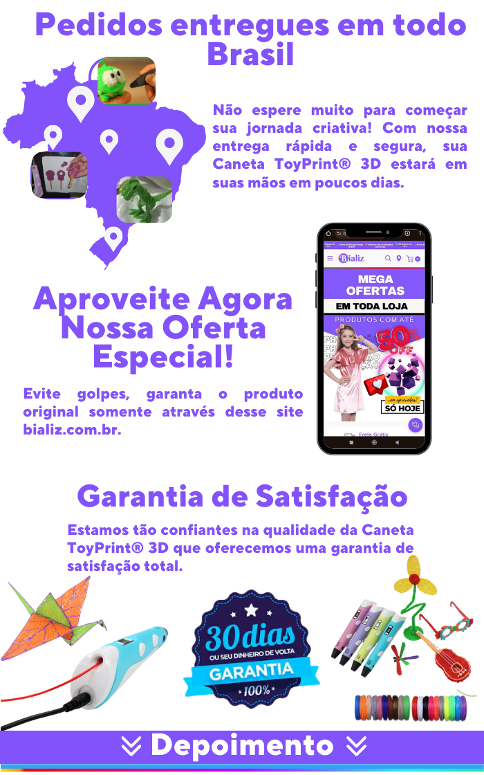 Pedidos entregues em todo Brasil caneta Toyprin 3D