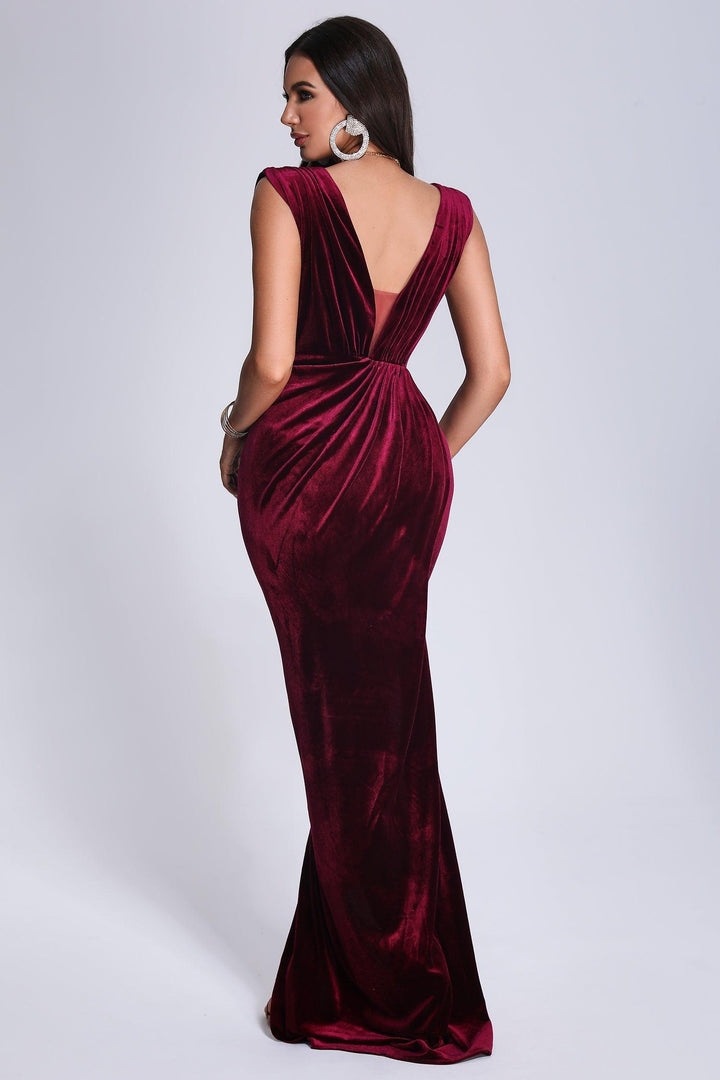 Saffron Velvet Maxi Dress - Red – Bellabarnett