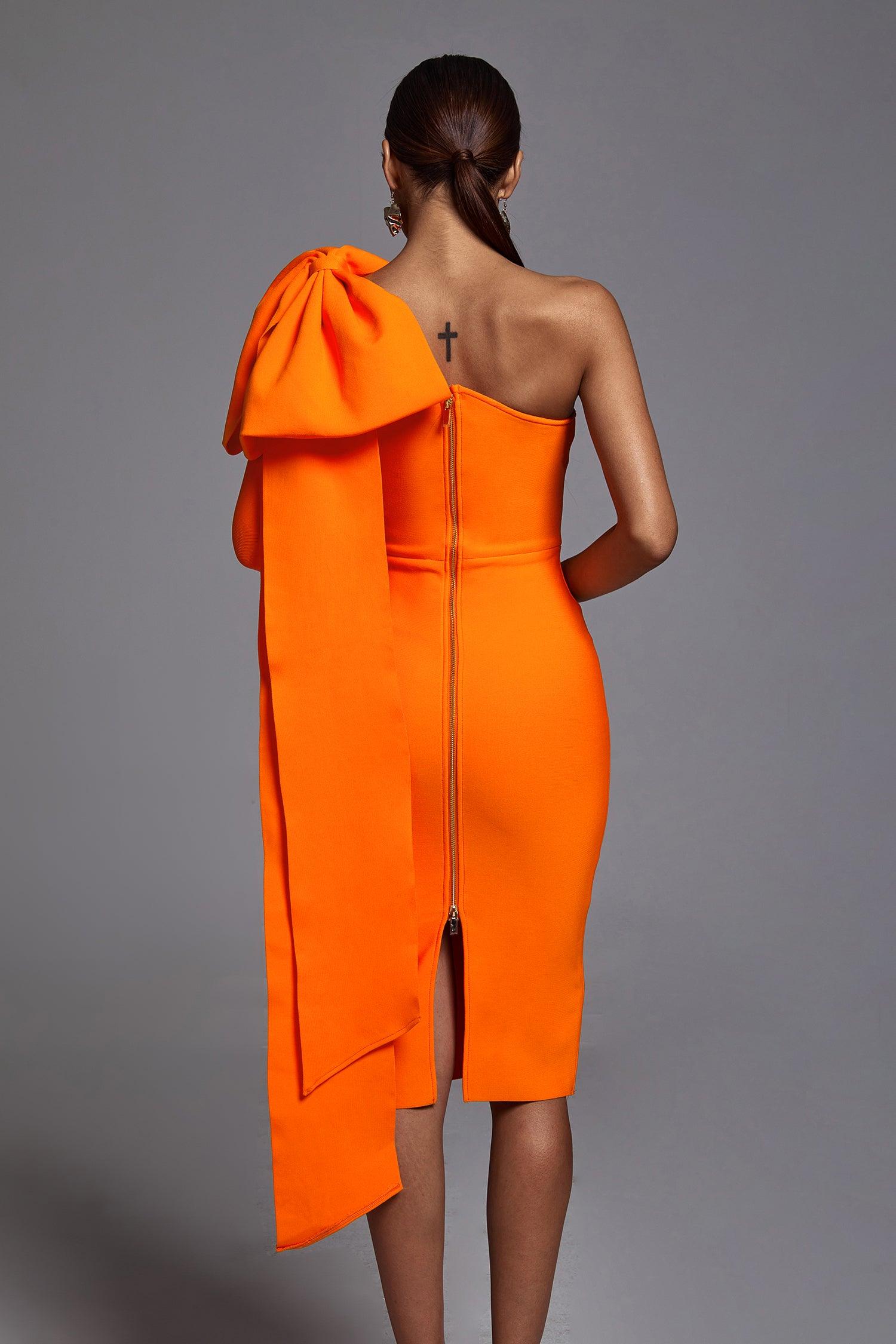 Orange Bandage Dress Party Dress Cocktail Dress Bellabarnett 4379