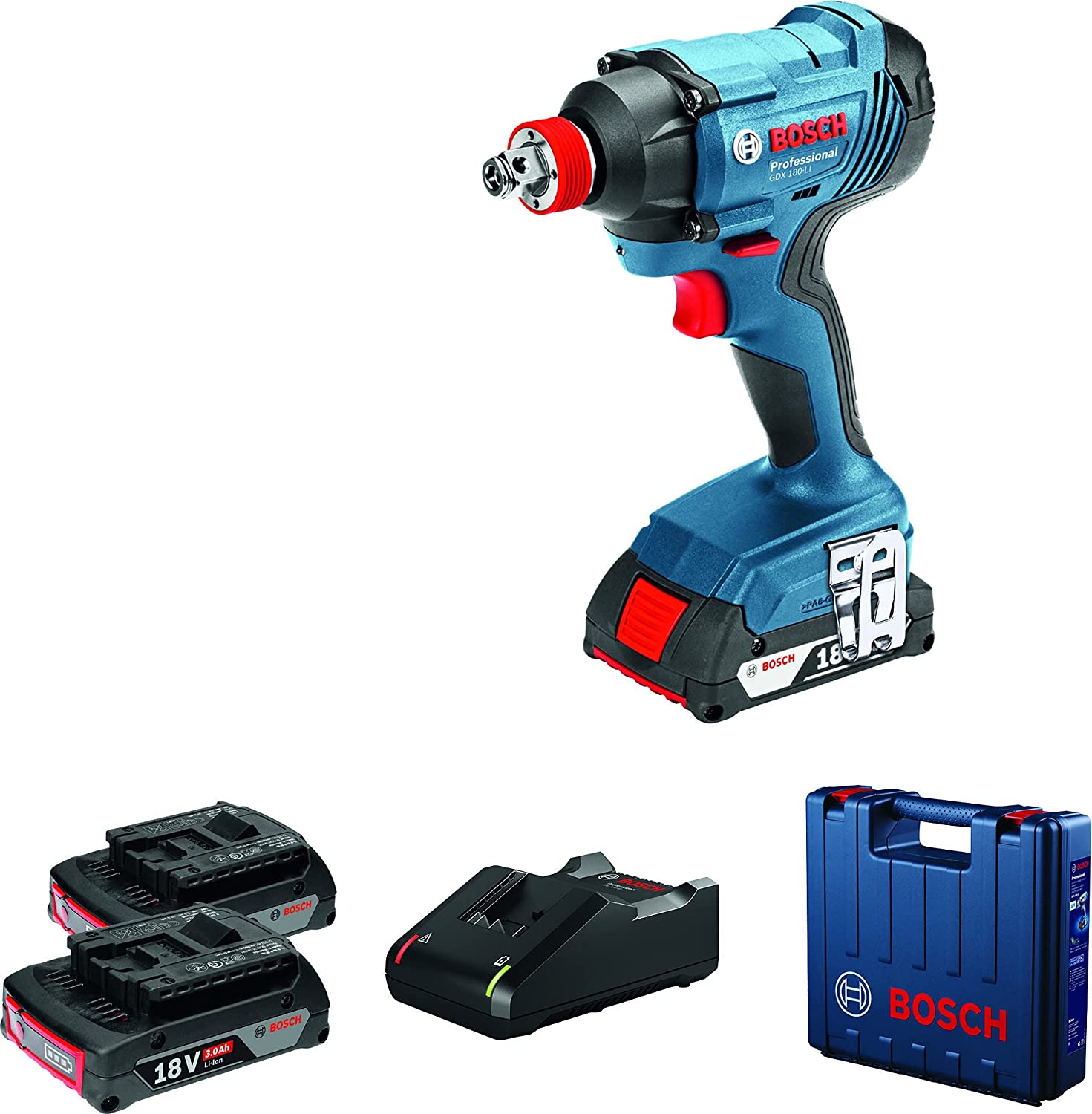 Bosch Cordless Impact Wrench GDX 18V-210 C Professional solo, 18V  (blue/black, without battery and charger, L-BOXX) 06019J0201 