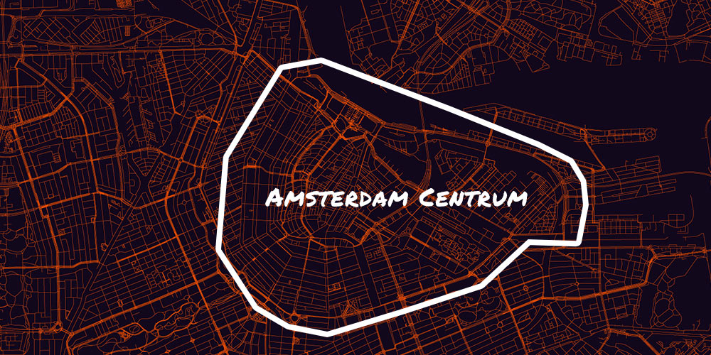 Amsterdam Centruum Highlighted on Map