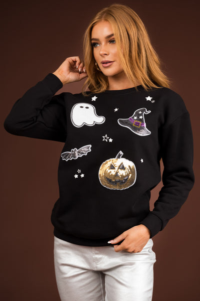 BiBi, Sweaters, Glam Pumpkin Sequin Hoodie