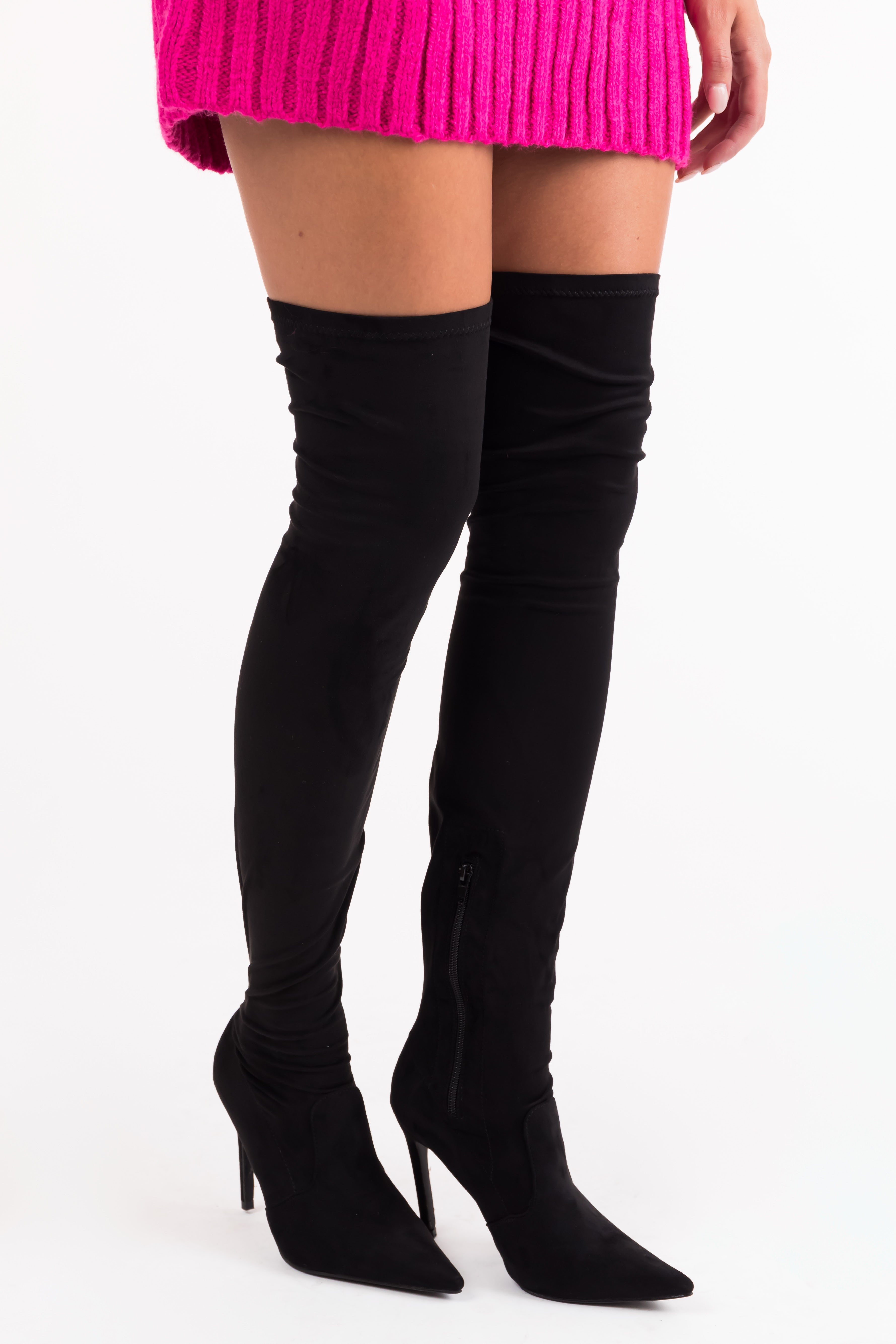 Women Thigh High Platform Boot Black Artificial Corcodile Heels Shoes Large  Size | eBay