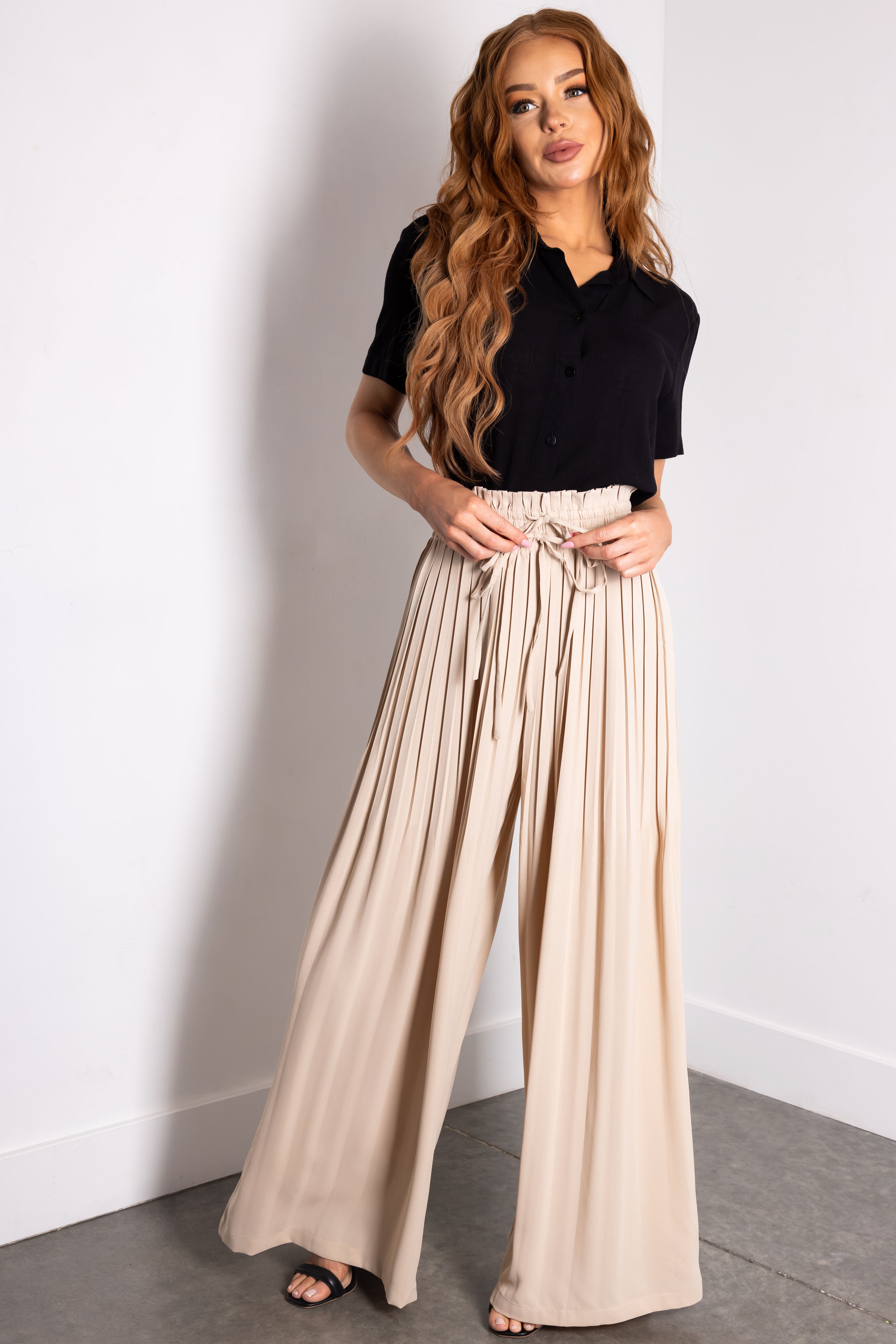 Flying Tomato Lime High Waisted Wide Leg Woven Pants