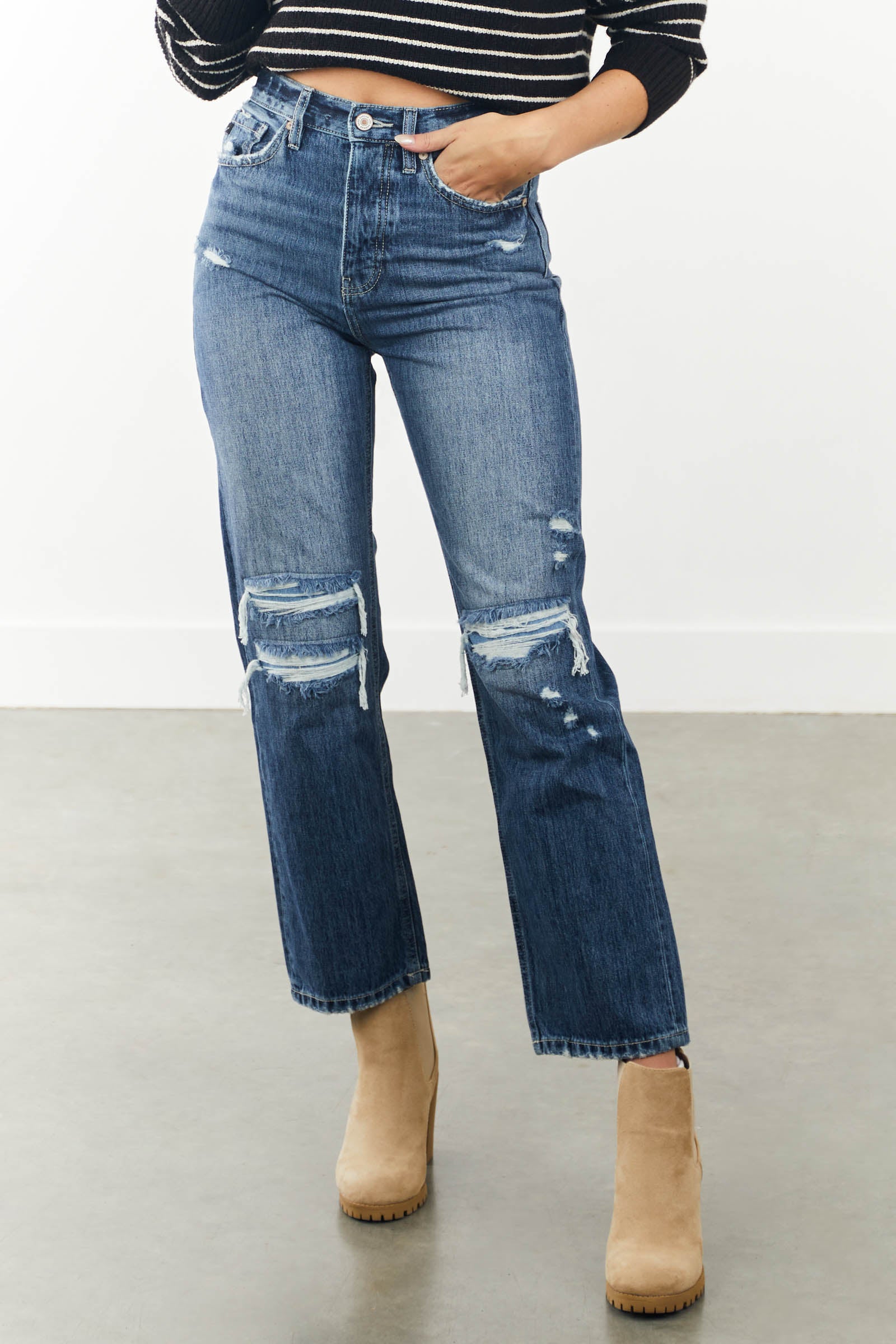 Dark Wash High Rise 90s Boyfriend Jeans