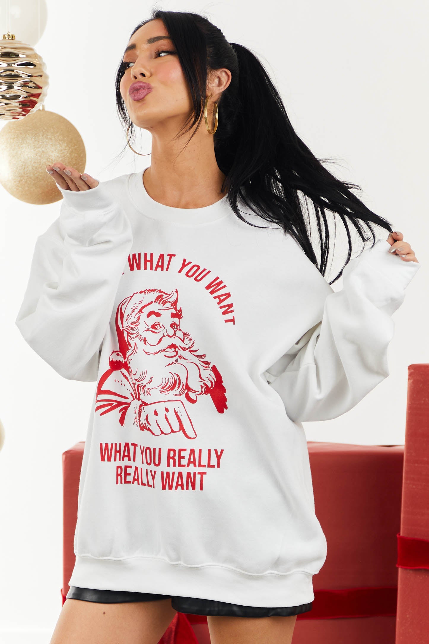 Off White 'Tell Me' Santa Graphic Sweatshirt