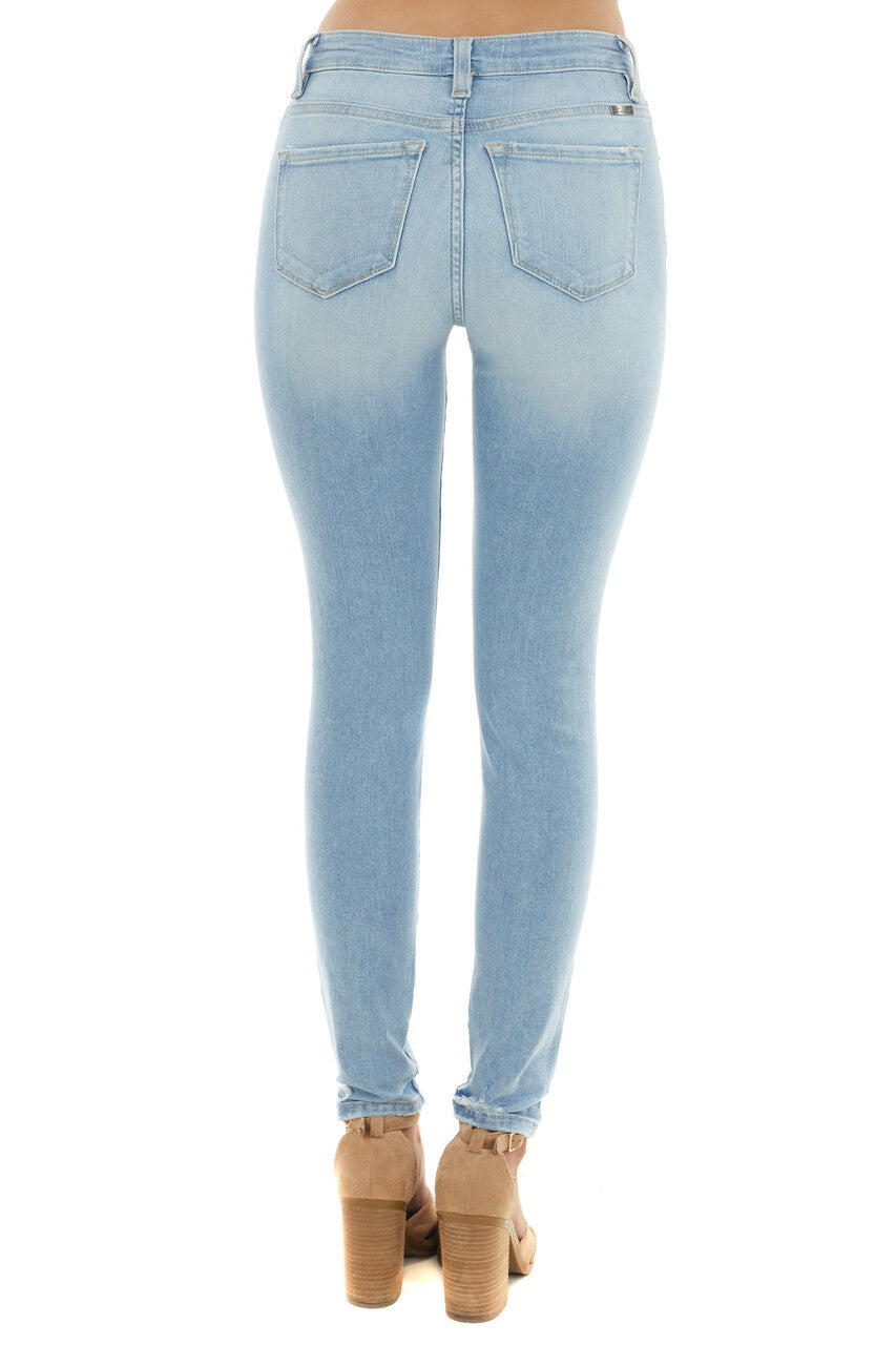 Light Wash High Rise Distressed Skinny Jeans 