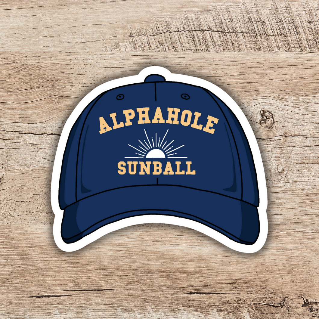 Alphahole Sunball Baseball Cap Sticker | Crescent City House of Earth and Blood Inspired