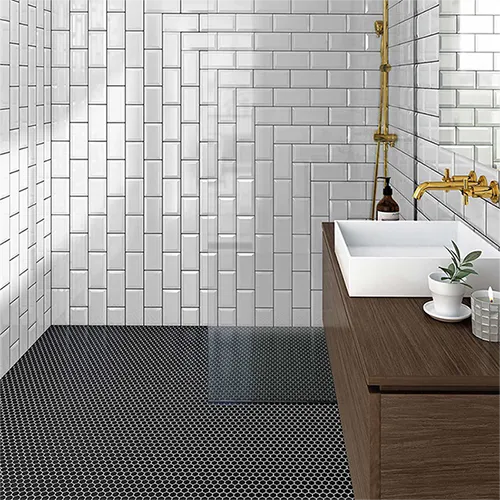  Mosaic matte ceramic tile in a bathroom