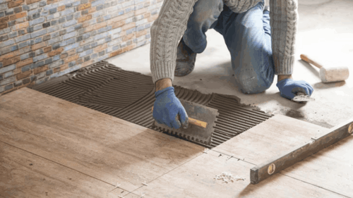 Porcelain tile installation  over a waterproof membrane with grout