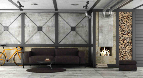 Industrial mortar fireplace