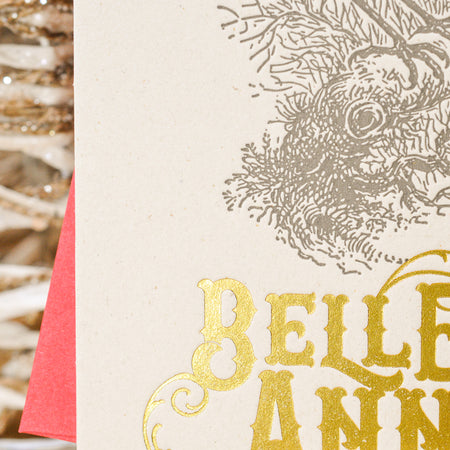 Carte de voeux Letterpress Belle Année Paon (avec enveloppe)– L'Atelier  Letterpress