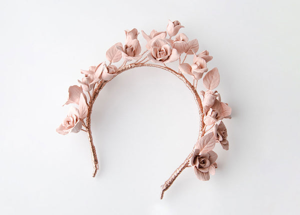 Blush pink handmade flower modern headband